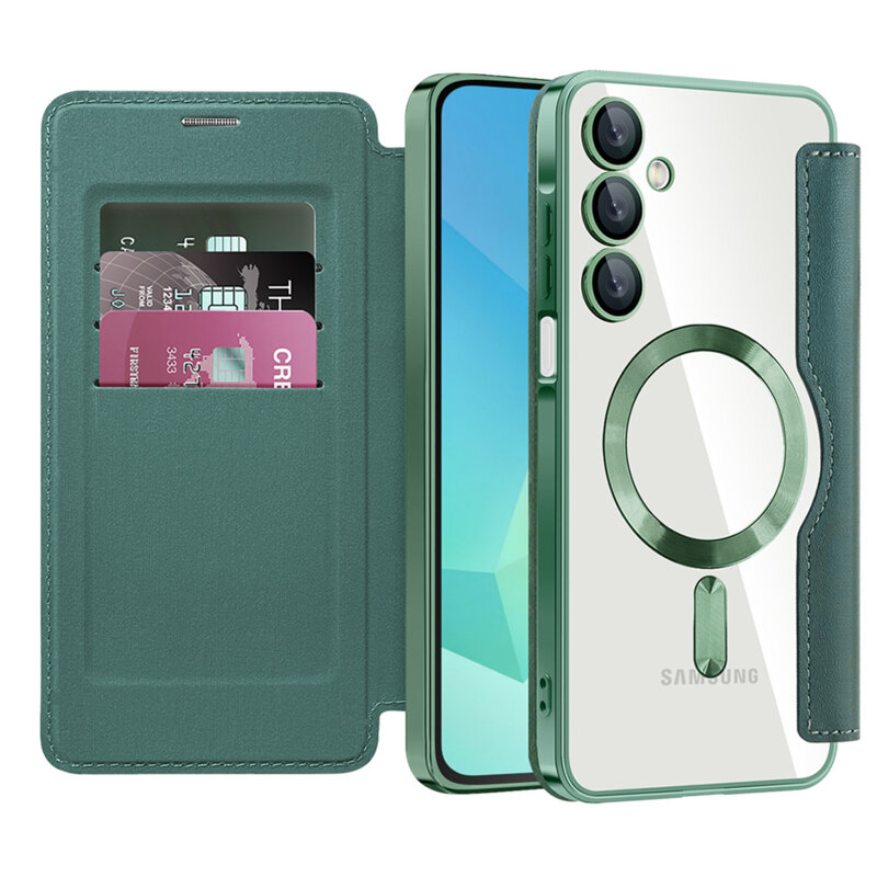 Husa Samsung Galaxy A16 5G Techsuit SmartMag Book Case, verde