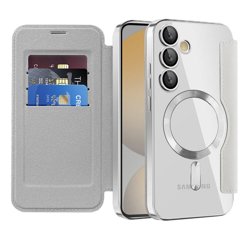 Husa Samsung Galaxy S24 FE Techsuit SmartMag Book Case, gri