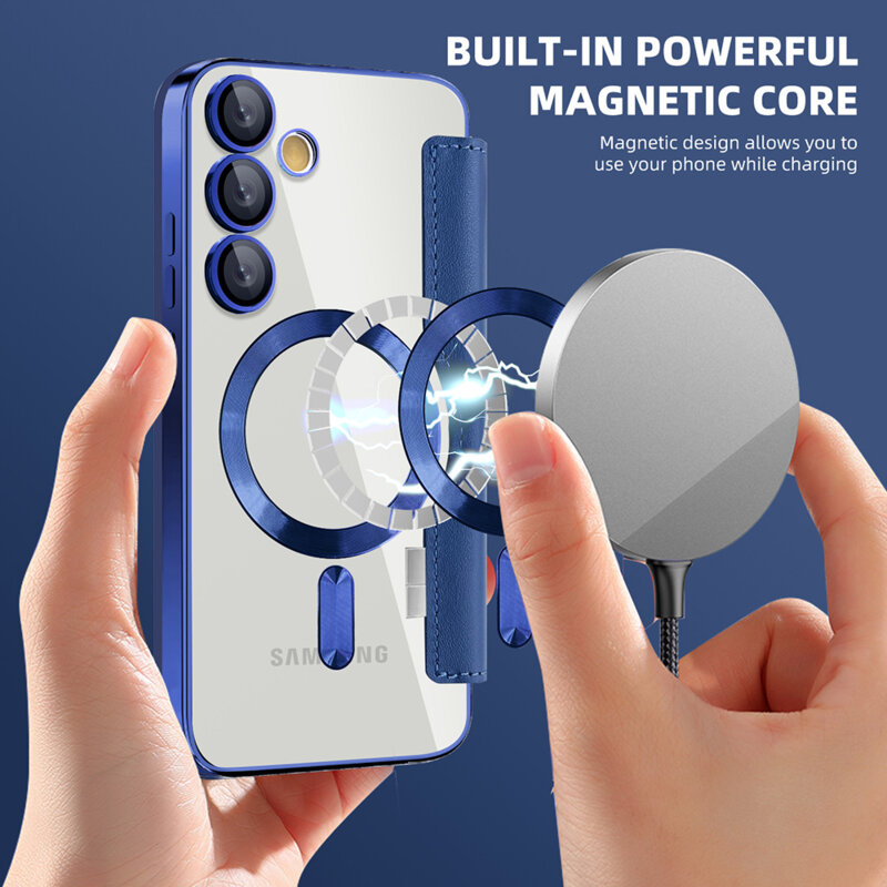 Husa Samsung Galaxy S24 FE Techsuit SmartMag Book Case, albastru