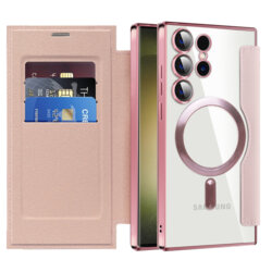Husa Samsung Galaxy S23 Ultra Techsuit SmartMag Book Case, roz