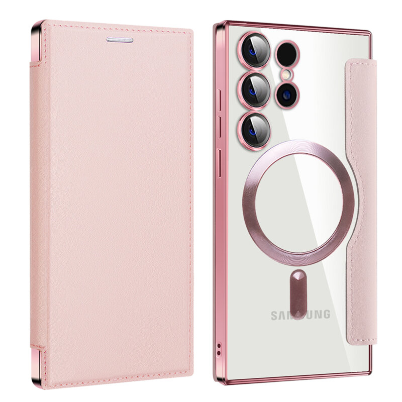 Husa Samsung Galaxy S23 Ultra Techsuit SmartMag Book Case, roz