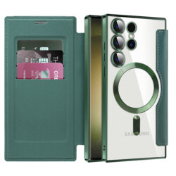 Husa Samsung Galaxy S23 Ultra Techsuit SmartMag Book Case, verde