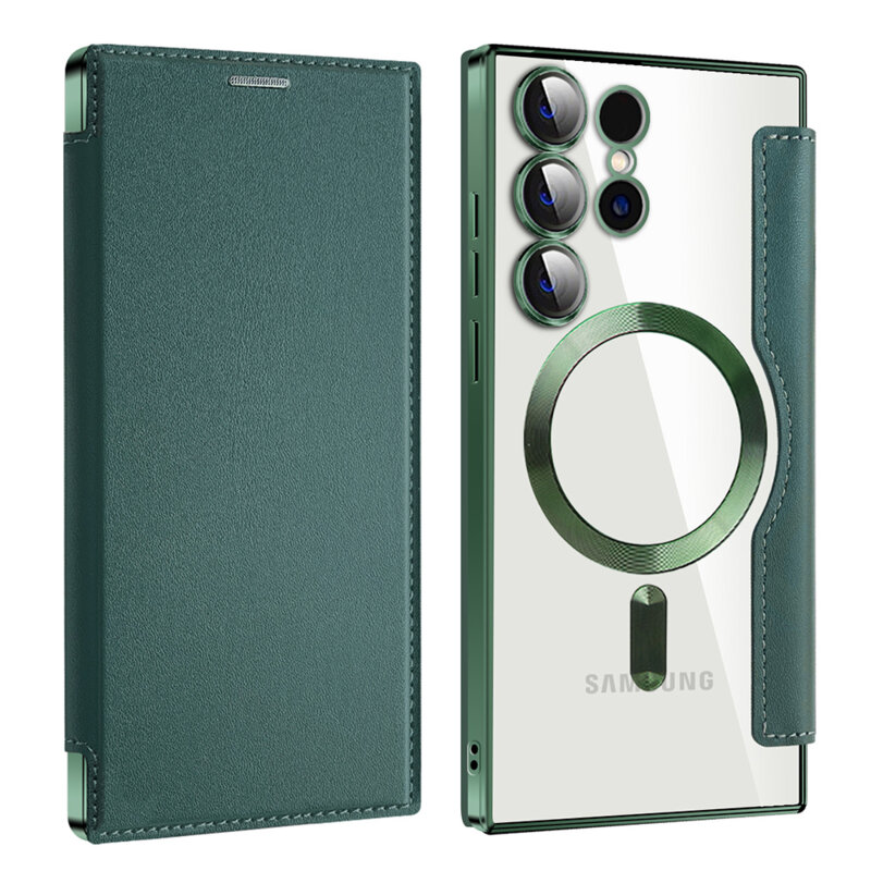 Husa Samsung Galaxy S23 Ultra Techsuit SmartMag Book Case, verde