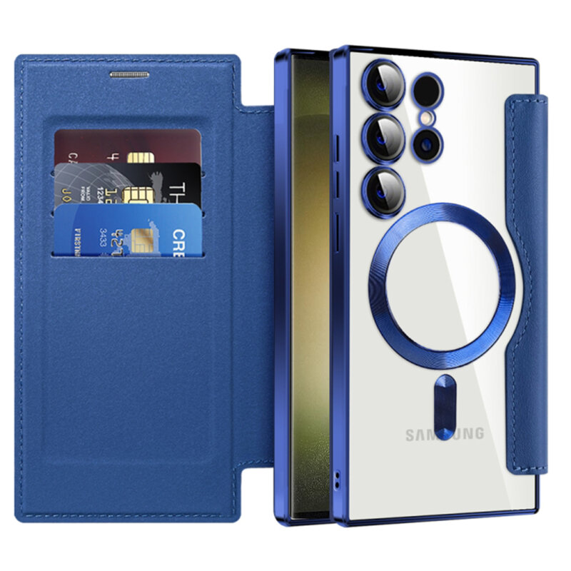 Husa Samsung Galaxy S23 Ultra Techsuit SmartMag Book Case, albastru