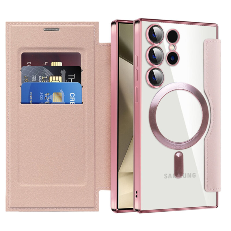 Husa Samsung Galaxy S24 Ultra Techsuit SmartMag Book Case, roz