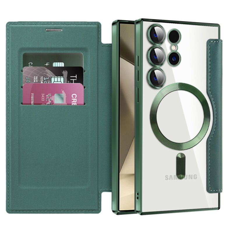 Husa Samsung Galaxy S24 Ultra Techsuit SmartMag Book Case, verde