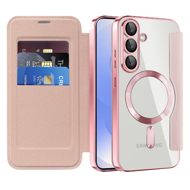 Husa Samsung Galaxy S25 Techsuit SmartMag Book Case, roz