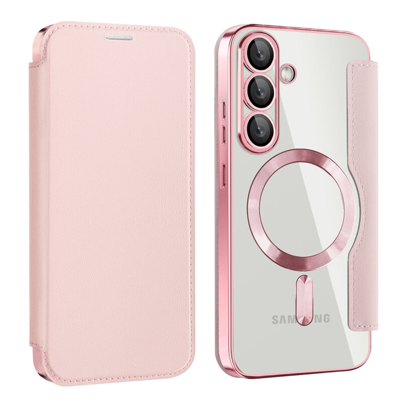 Husa Samsung Galaxy S25 Techsuit SmartMag Book Case, roz