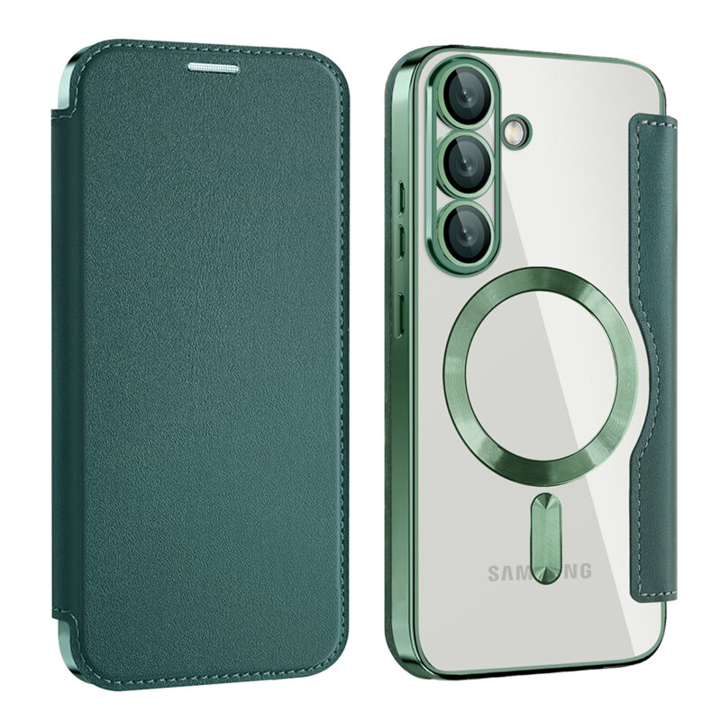 Husa Samsung Galaxy S25 Techsuit SmartMag Book Case, verde