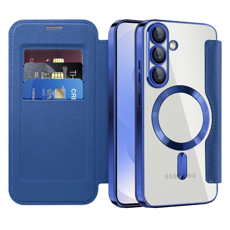 Husa Samsung Galaxy S25 Techsuit SmartMag Book Case, albastru