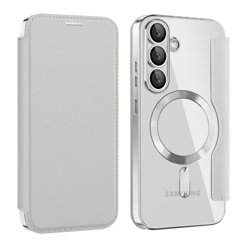Husa Samsung Galaxy S25 Techsuit SmartMag Book Case, gri