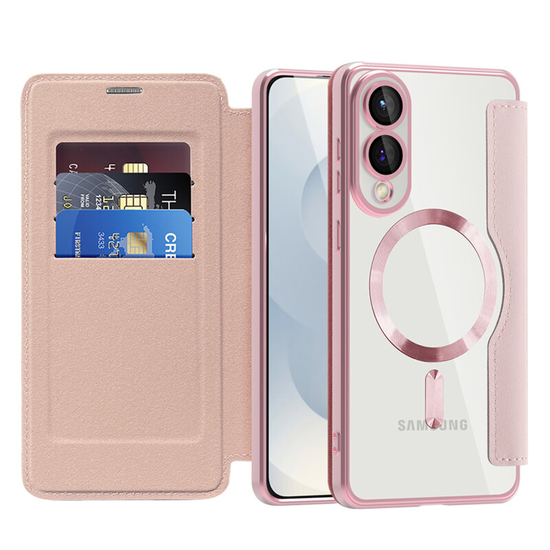 Husa Samsung Galaxy S25 Edge Techsuit SmartMag Book Case, roz