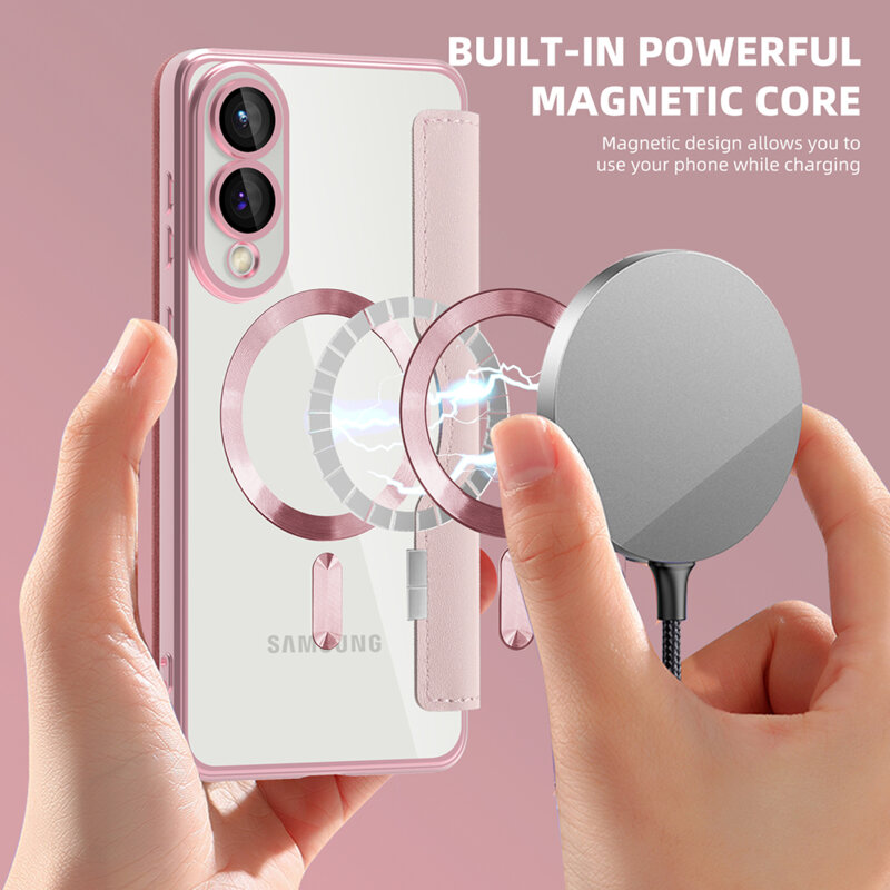 Husa Samsung Galaxy S25 Edge Techsuit SmartMag Book Case, roz