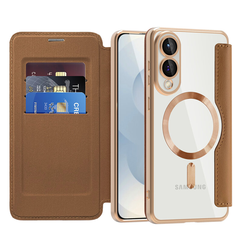 Husa Samsung Galaxy S25 Edge Techsuit SmartMag Book Case, maro