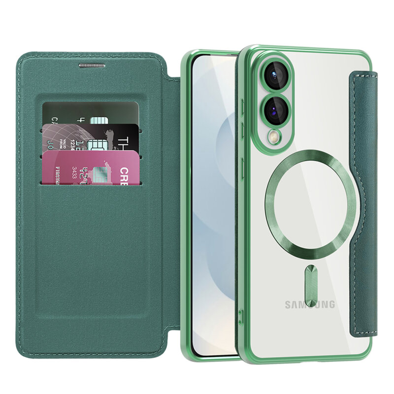 Husa Samsung Galaxy S25 Edge Techsuit SmartMag Book Case, verde