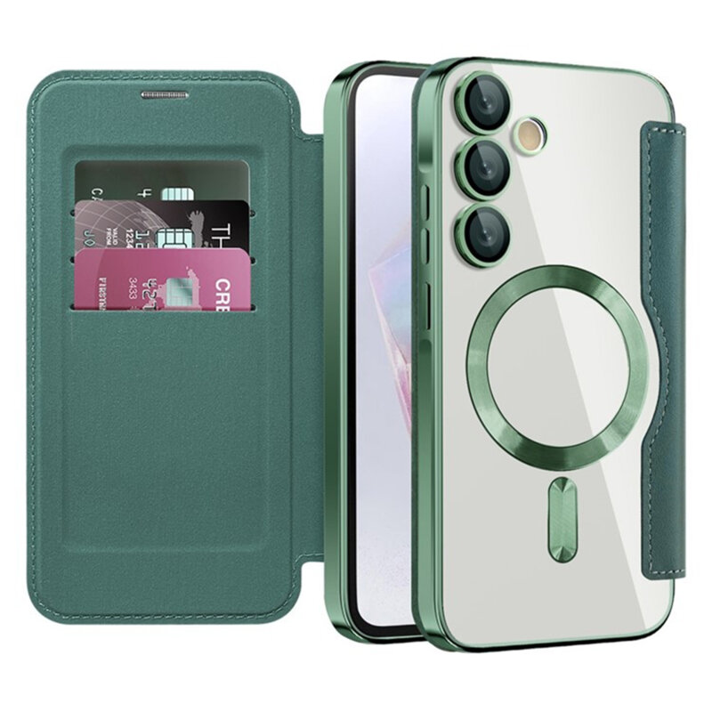 Husa Samsung Galaxy A35 5G Techsuit SmartMag Book Case, verde
