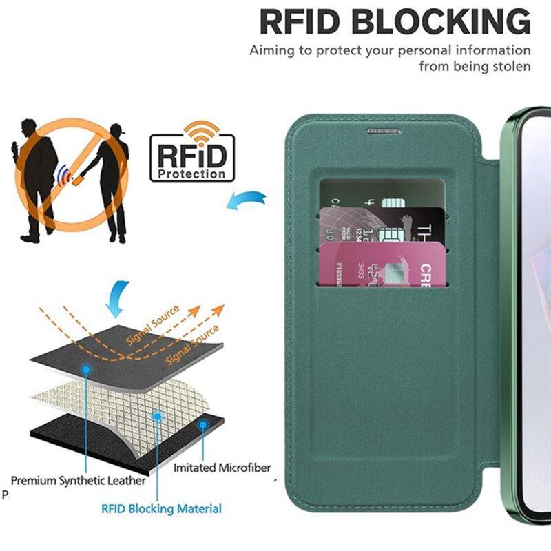 Husa Samsung Galaxy A35 5G Techsuit SmartMag Book Case, verde