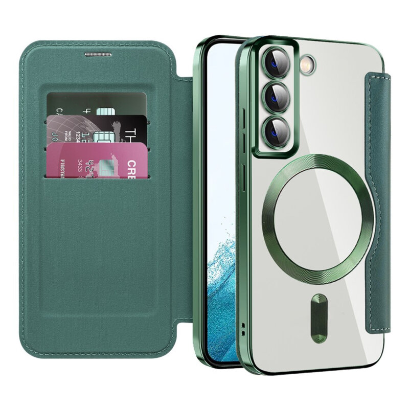Husa Samsung Galaxy S22 5G Techsuit SmartMag Book Case, verde