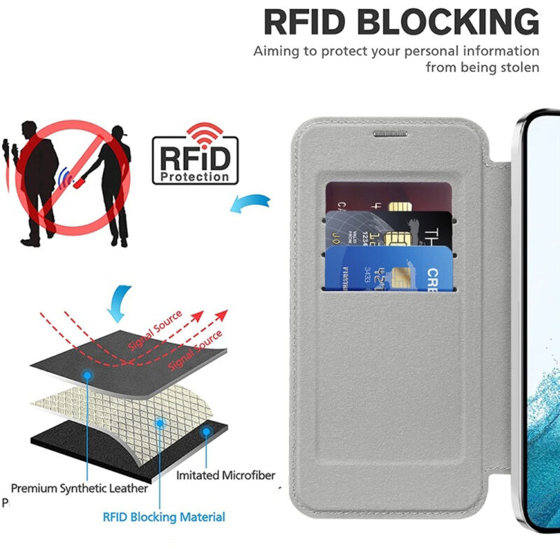 Husa Samsung Galaxy S22 5G Techsuit SmartMag Book Case, gri