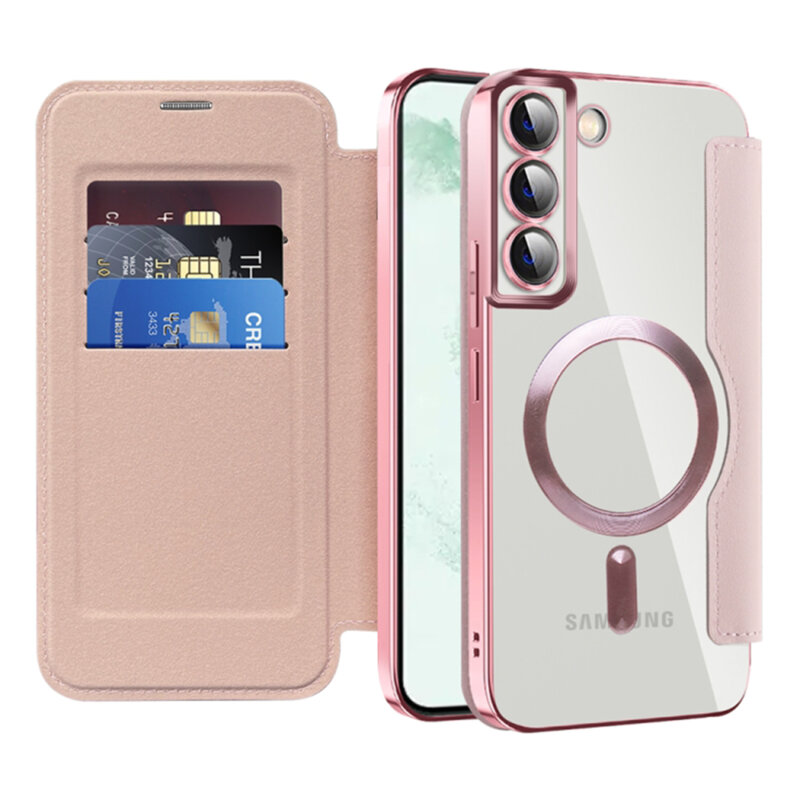 Husa Samsung Galaxy S22 Plus 5G Techsuit SmartMag Book Case, roz