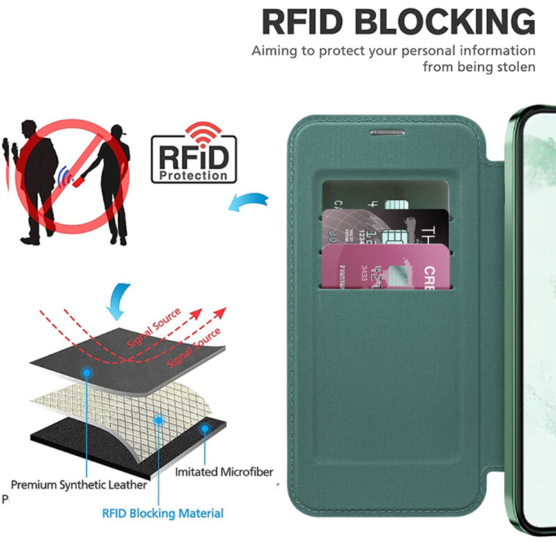 Husa Samsung Galaxy S22 Plus 5G Techsuit SmartMag Book Case, verde