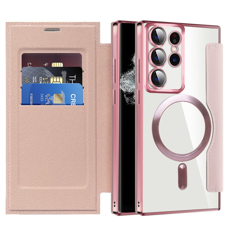 Husa Samsung Galaxy S22 Ultra 5G Techsuit SmartMag Book Case, roz