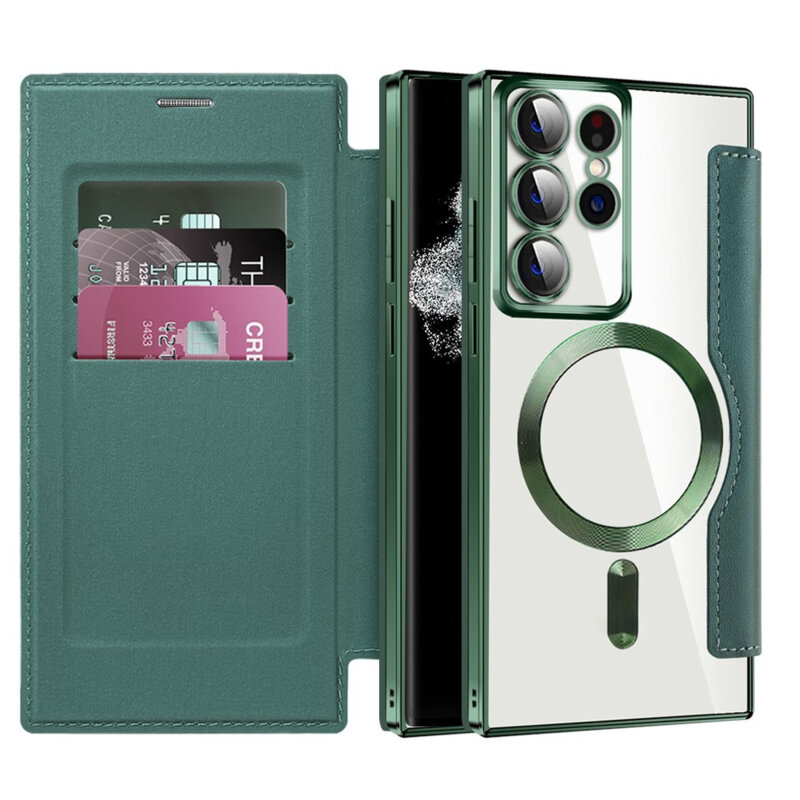 Husa Samsung Galaxy S22 Ultra 5G Techsuit SmartMag Book Case, verde