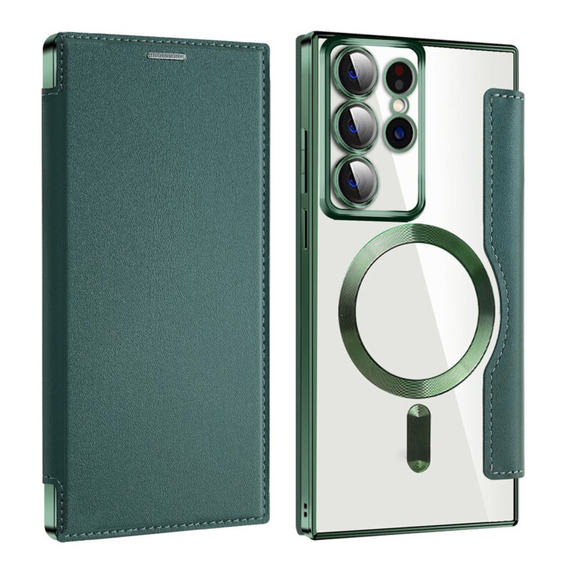Husa Samsung Galaxy S22 Ultra 5G Techsuit SmartMag Book Case, verde