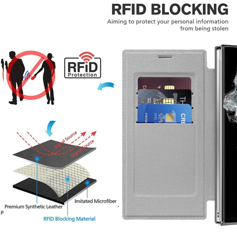 Husa Samsung Galaxy S22 Ultra 5G Techsuit SmartMag Book Case, gri