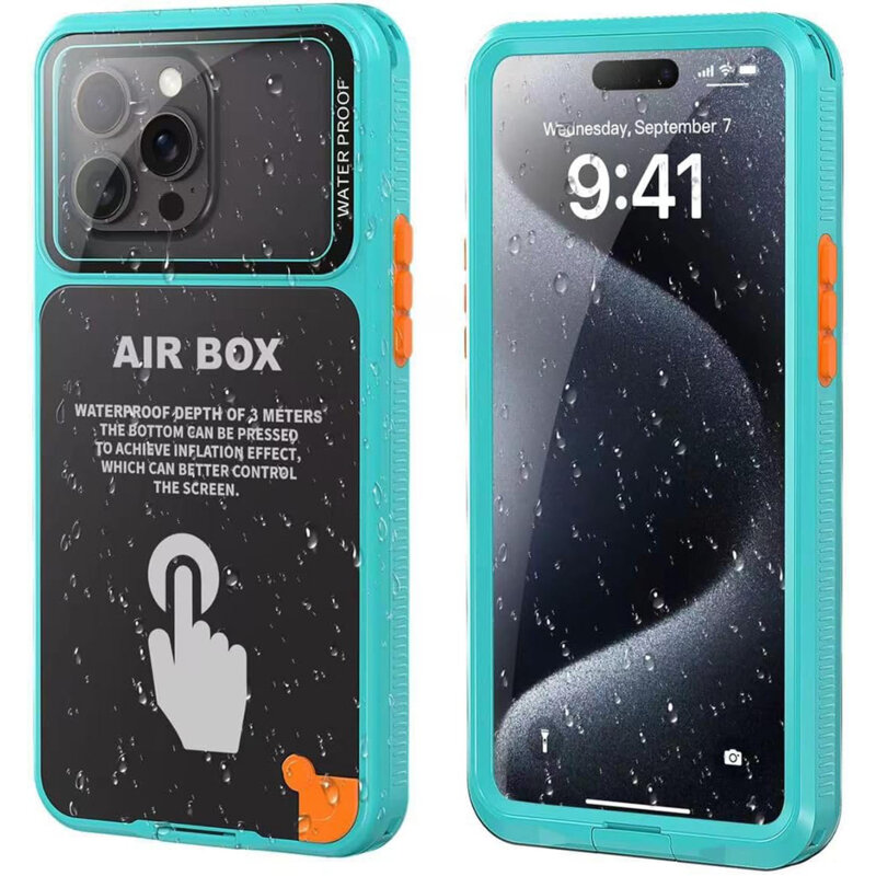 Husa impermeabila iPhone 12 Pro ShellBox AirBox Waterproof IP68, albastru