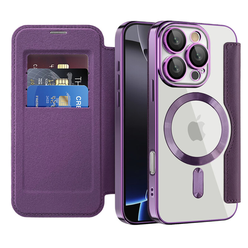 Husa iPhone 16 Pro Max Techsuit SmartMag Book Case, mov