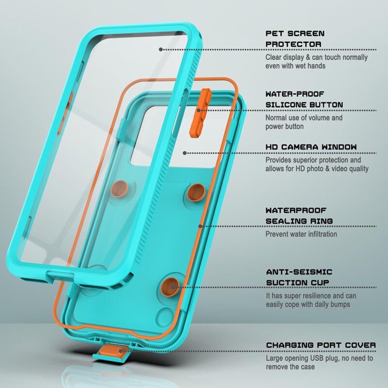 Husa impermeabila iPhone 13 Pro Max ShellBox AirBox Waterproof IP68, albastru