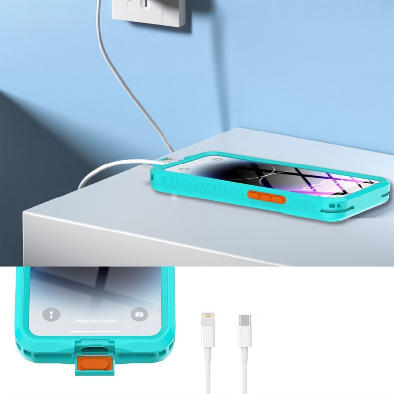 Husa impermeabila iPhone 13 ShellBox AirBox Waterproof IP68, albastru