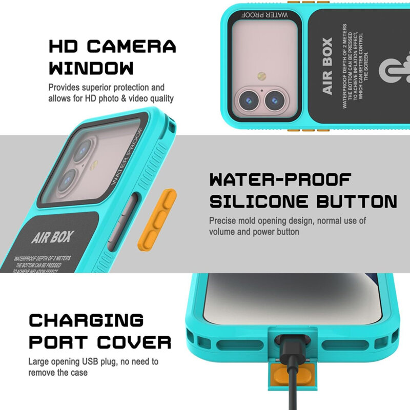 Husa impermeabila iPhone 14 ShellBox AirBox Waterproof IP68, albastru