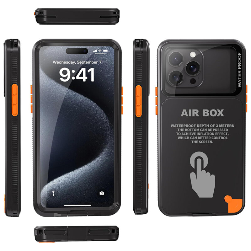 Husa impermeabila iPhone 12 Pro ShellBox AirBox Waterproof IP68, negru