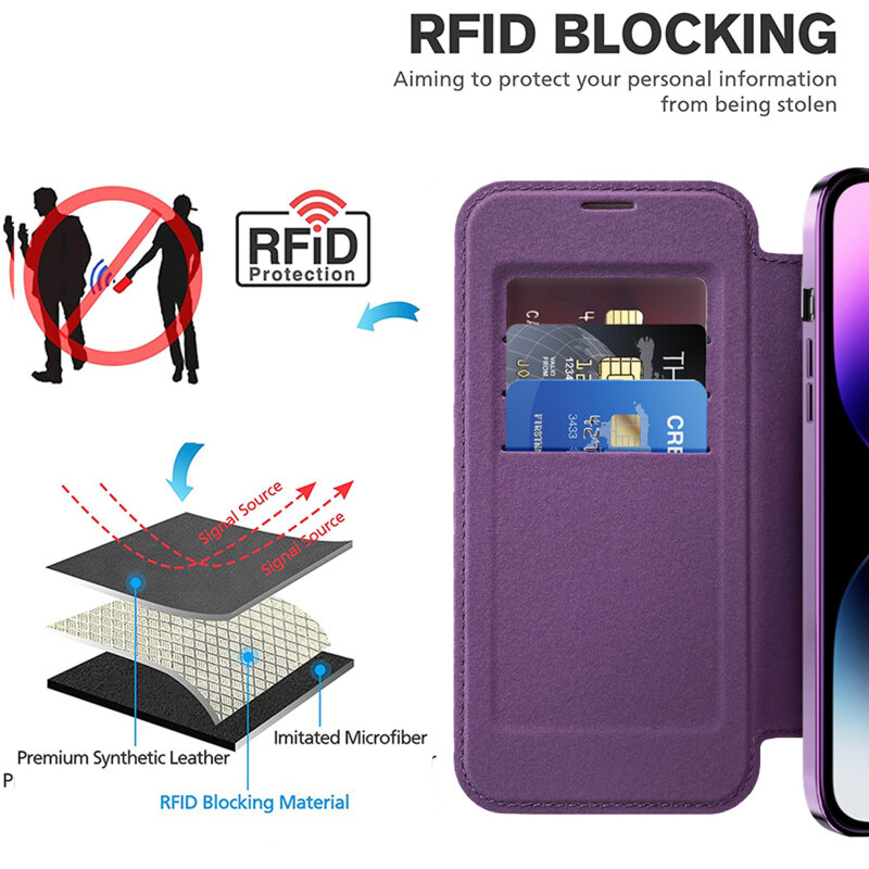 Husa iPhone 14 Pro Max Techsuit SmartMag Book Case, mov