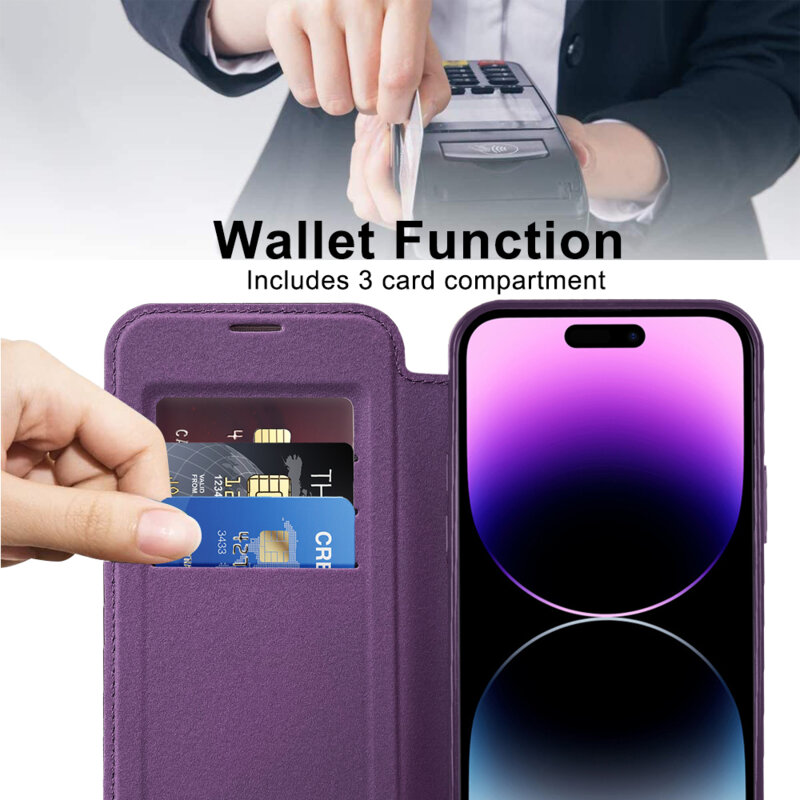 Husa iPhone 14 Pro Max Techsuit SmartMag Book Case, mov