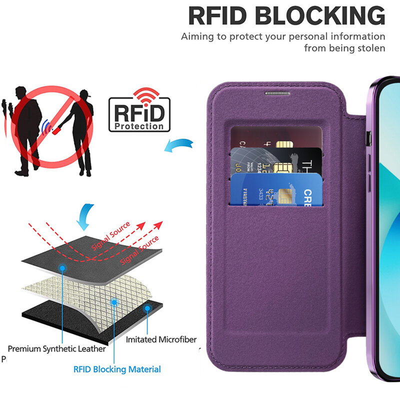 Husa iPhone 13 Techsuit SmartMag Book Case, mov