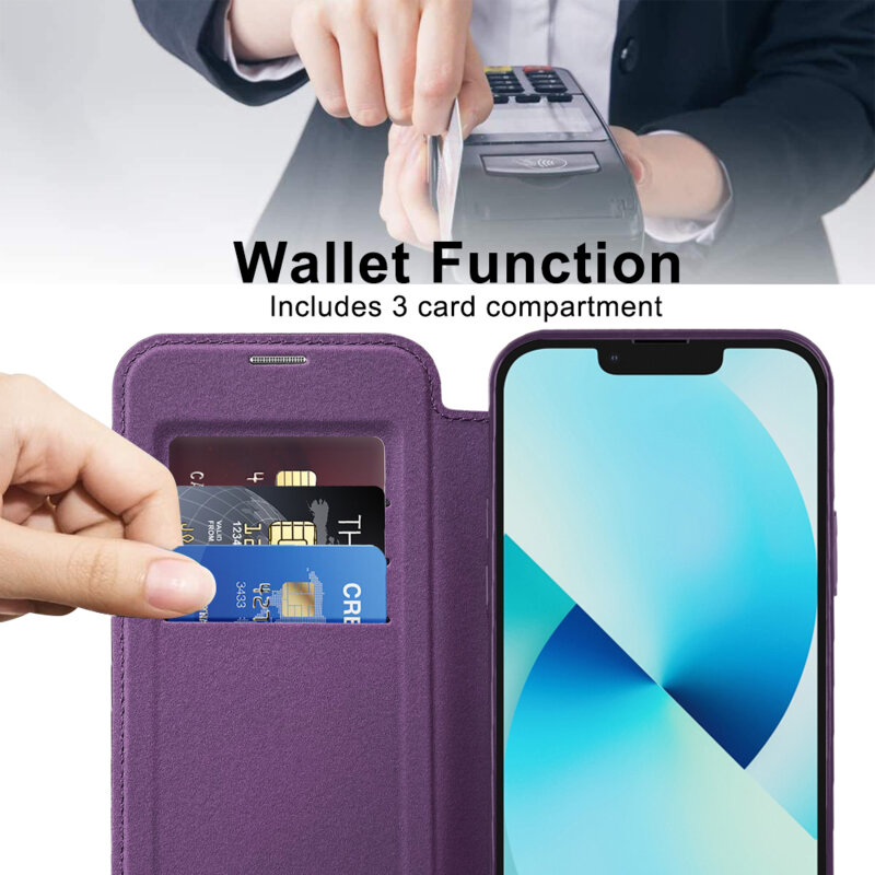 Husa iPhone 13 Techsuit SmartMag Book Case, mov