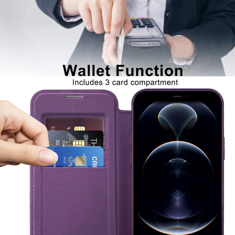 Husa iPhone 12 Pro Techsuit SmartMag Book Case, mov