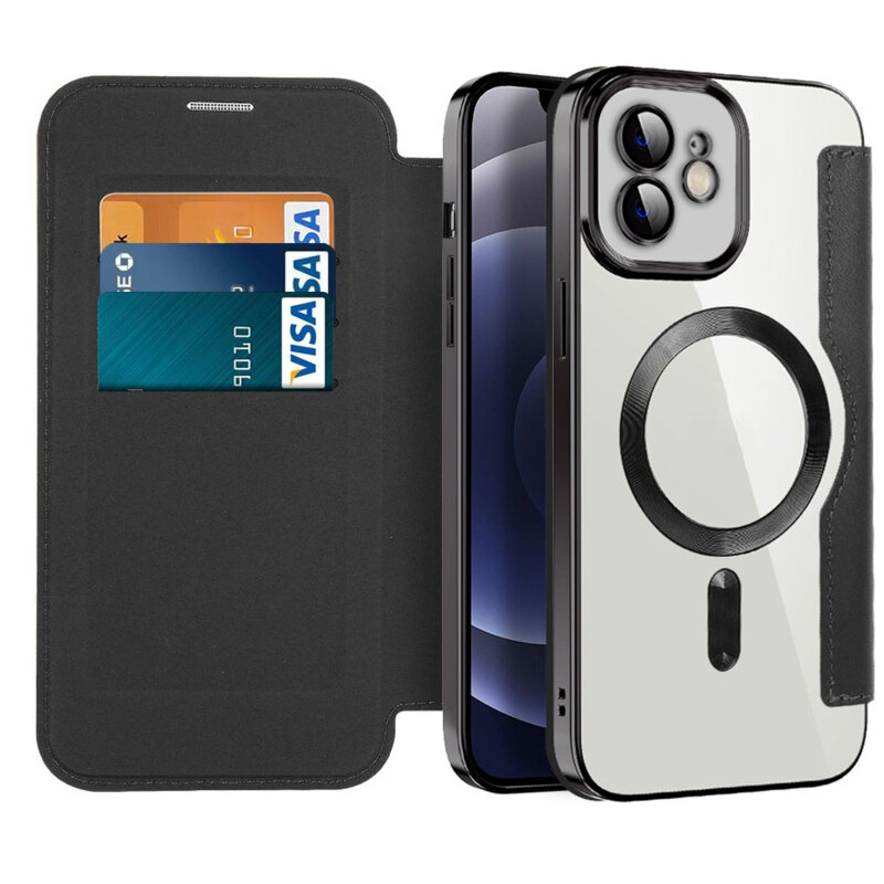 Husa iPhone 12 Techsuit SmartMag Book Case, negru