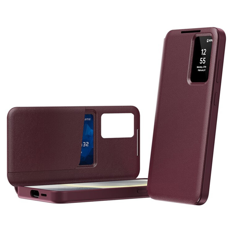 Husa tip carte Samsung Galaxy S25 Ultra SmartView Series, rosu
