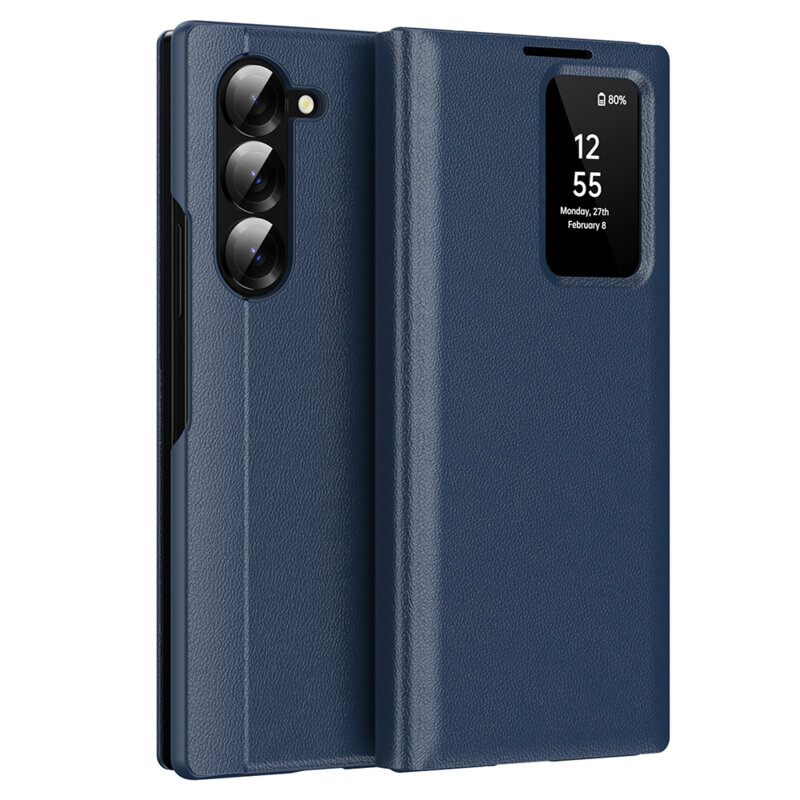 Husa tip carte Samsung Galaxy Z Fold6 SmartView Series, albastru