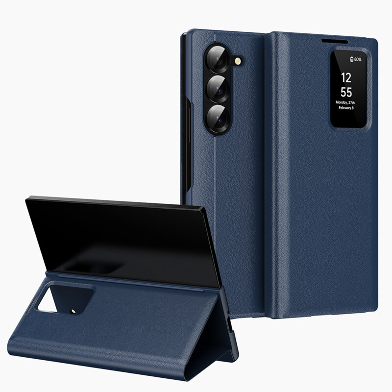 Husa tip carte Samsung Galaxy Z Fold6 SmartView Series, albastru