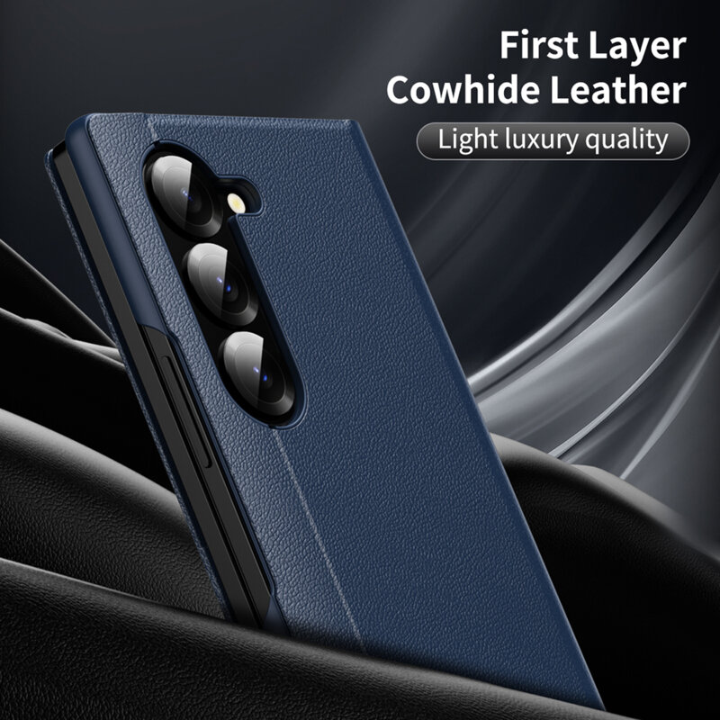 Husa tip carte Samsung Galaxy Z Fold6 SmartView Series, albastru