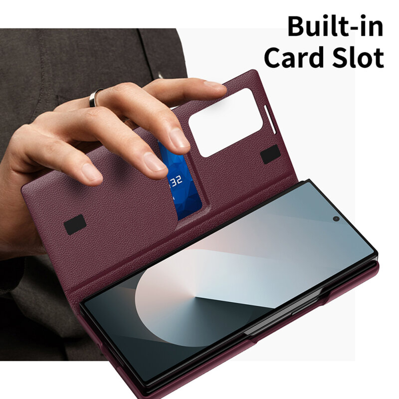 Husa tip carte Samsung Galaxy Z Fold6 SmartView Series, rosu