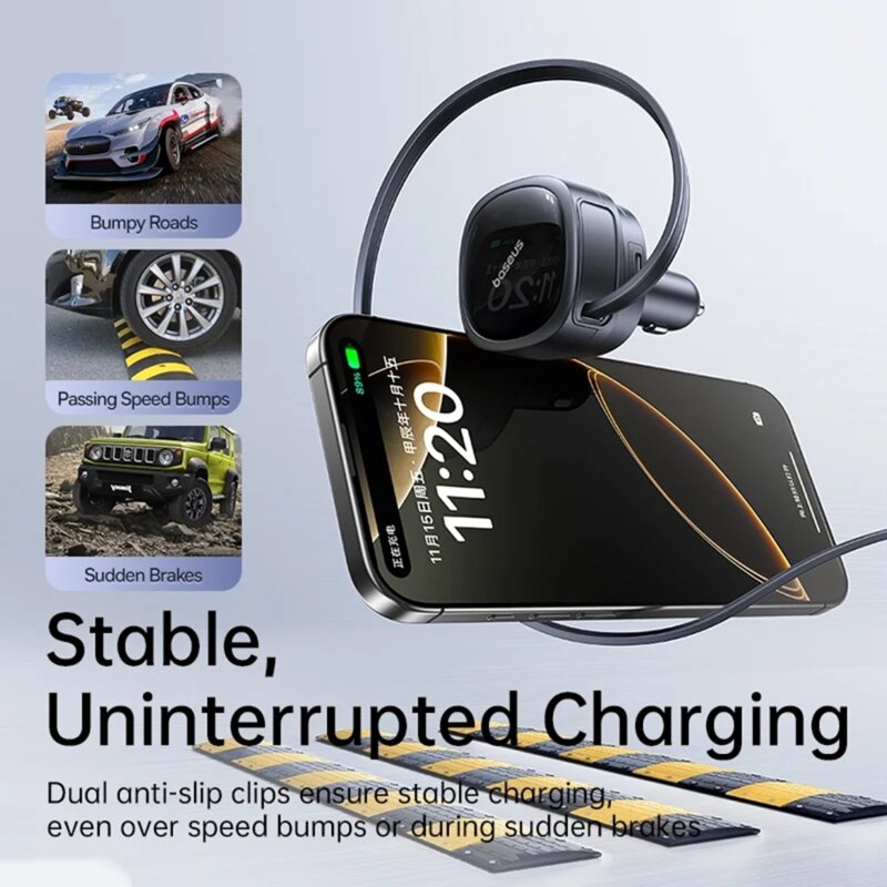 Incarcator auto + cablu 60W Baseus, C00035902121-00