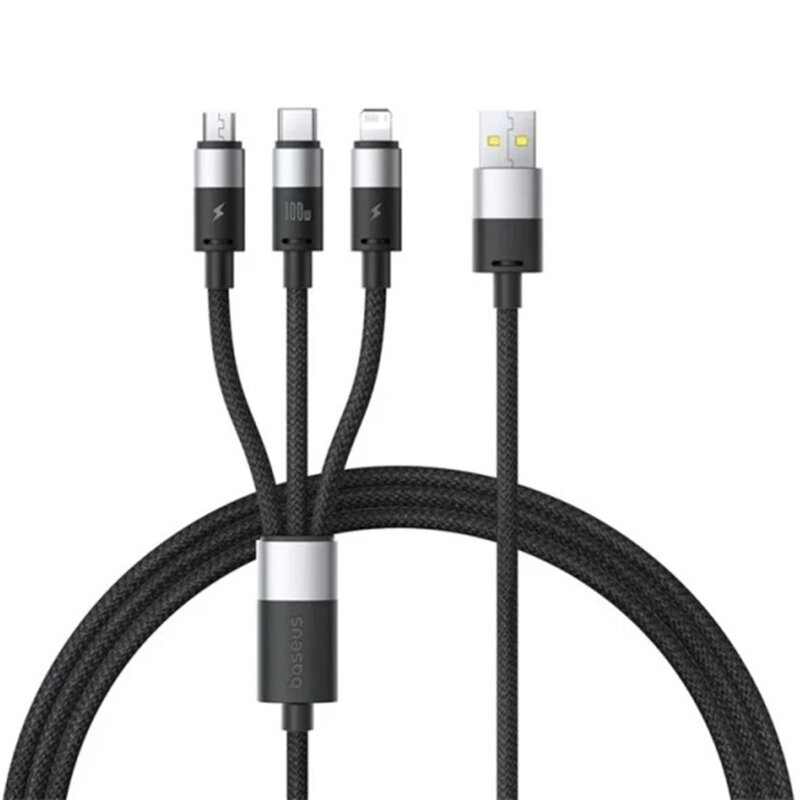 Cablu de date 3in1, 100W, 1.5m Baseus, alb, P10319900111-01
