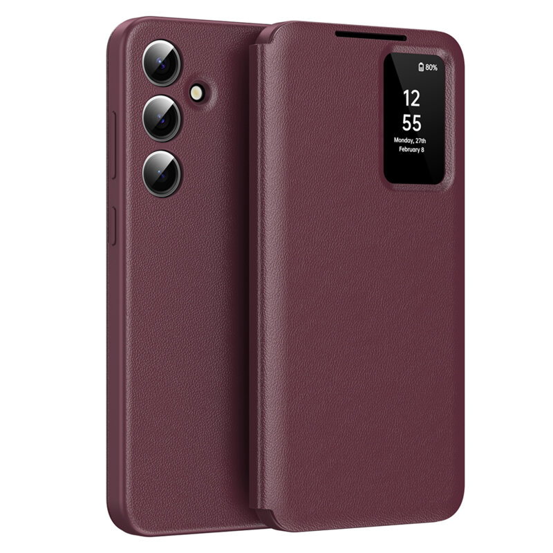 Husa tip carte Samsung Galaxy A55 5G SmartView Series, rosu