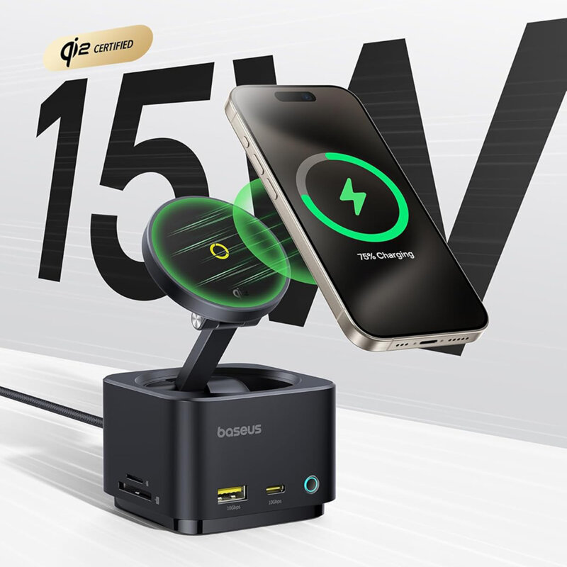 Hub USB 7in1, incarcare wireless Qi2 Baseus, B00072900121-00